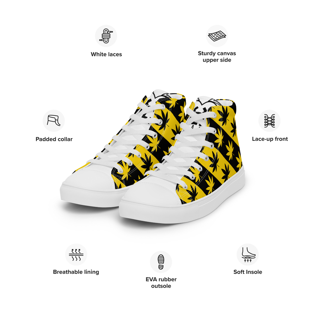Sneakers alte in tela da donna CANNABIS GIALLE - Gufetto Brand