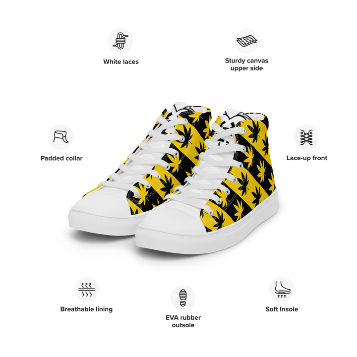 Sneakers alte in tela da donna CANNABIS GIALLE - Gufetto Brand