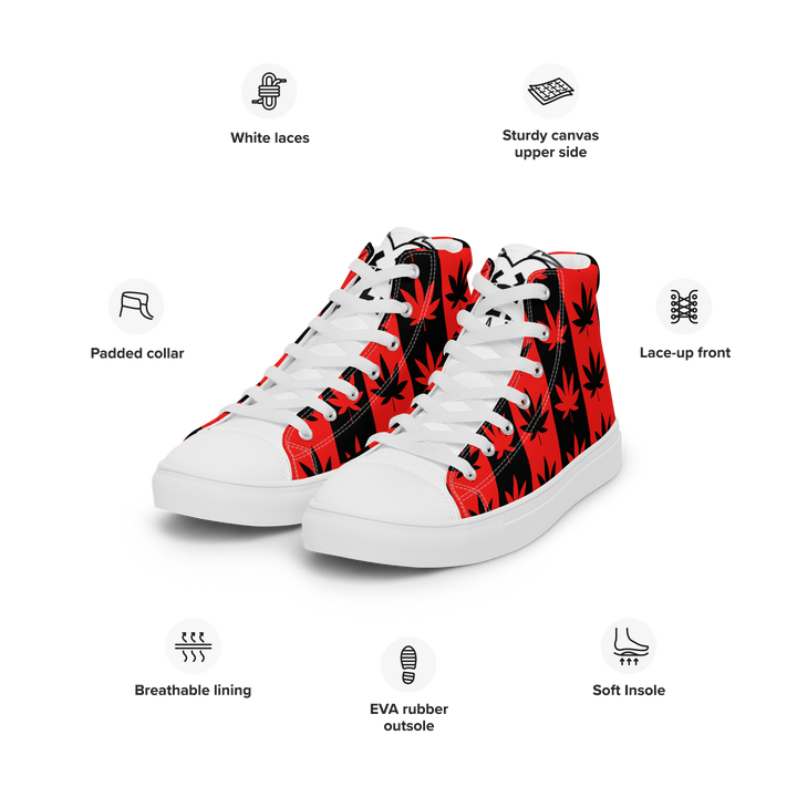 Sneakers alte in tela da donna CANNABIS ROSSE - Gufetto Brand