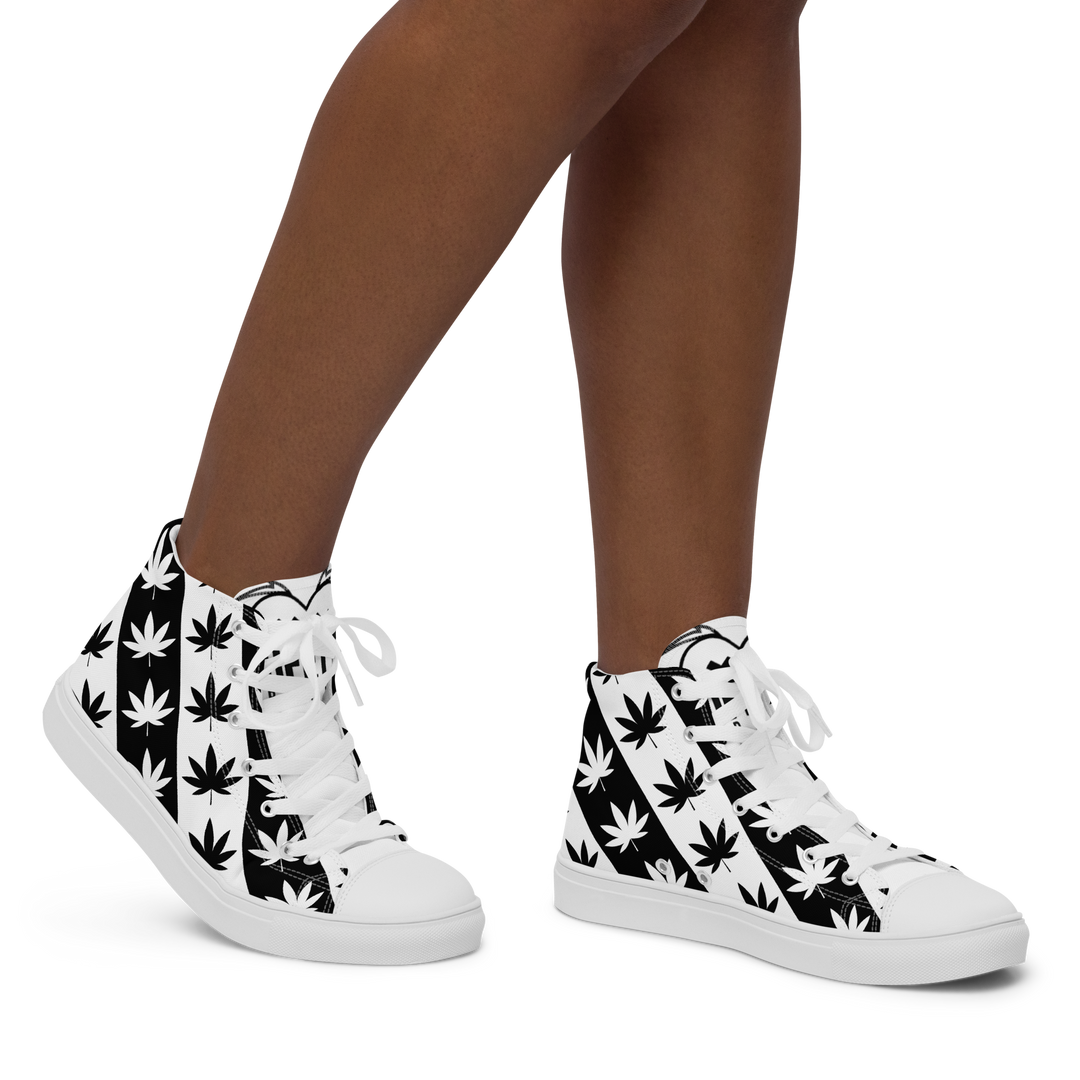 Sneakers alte in tela da donna CANNABIS B/W - Gufetto Brand