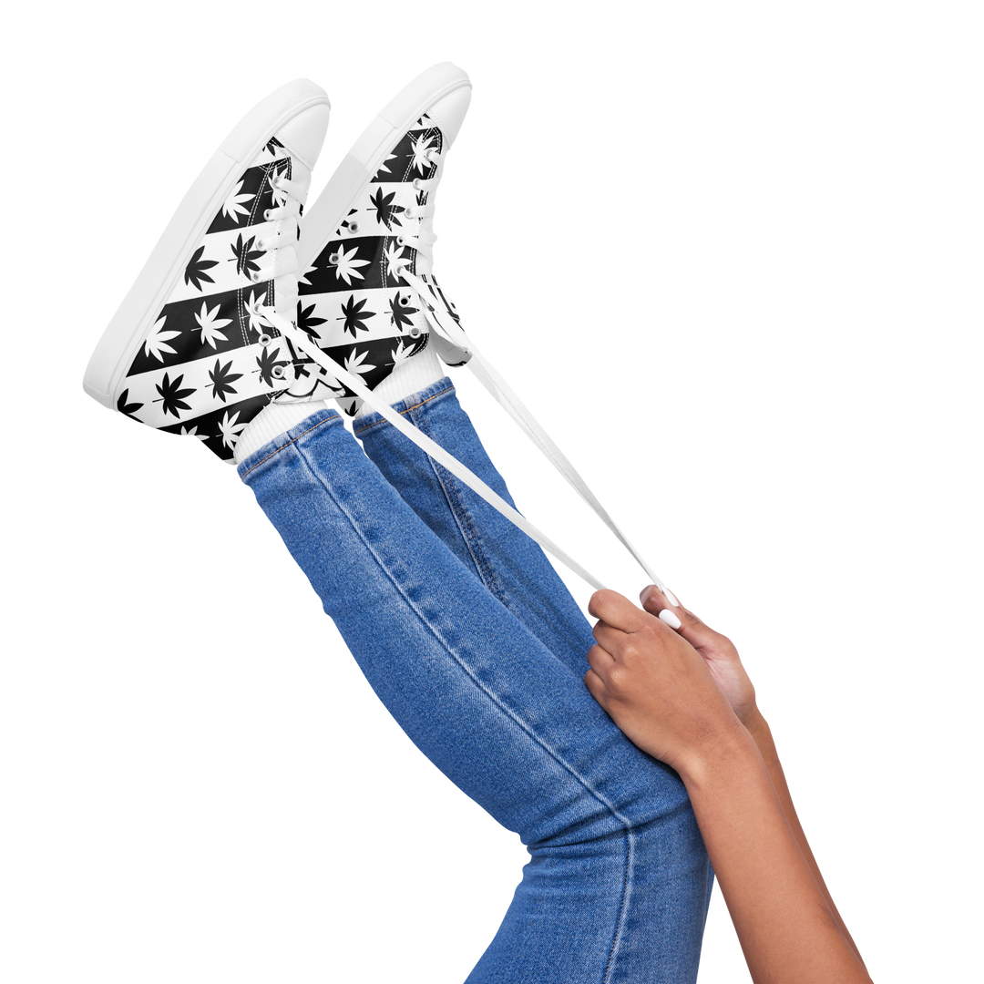 Sneakers alte in tela da donna CANNABIS B/W - Gufetto Brand