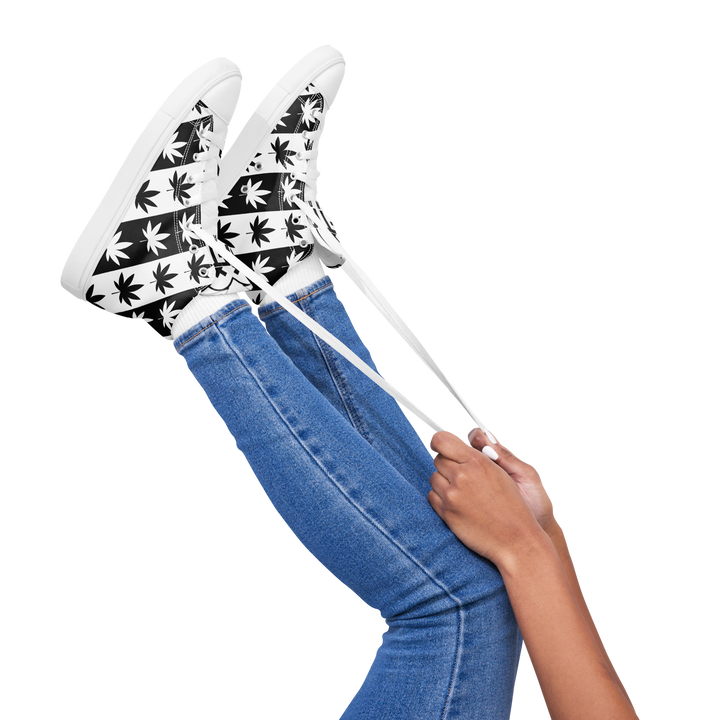 Sneakers alte in tela da donna CANNABIS B/W - Gufetto Brand