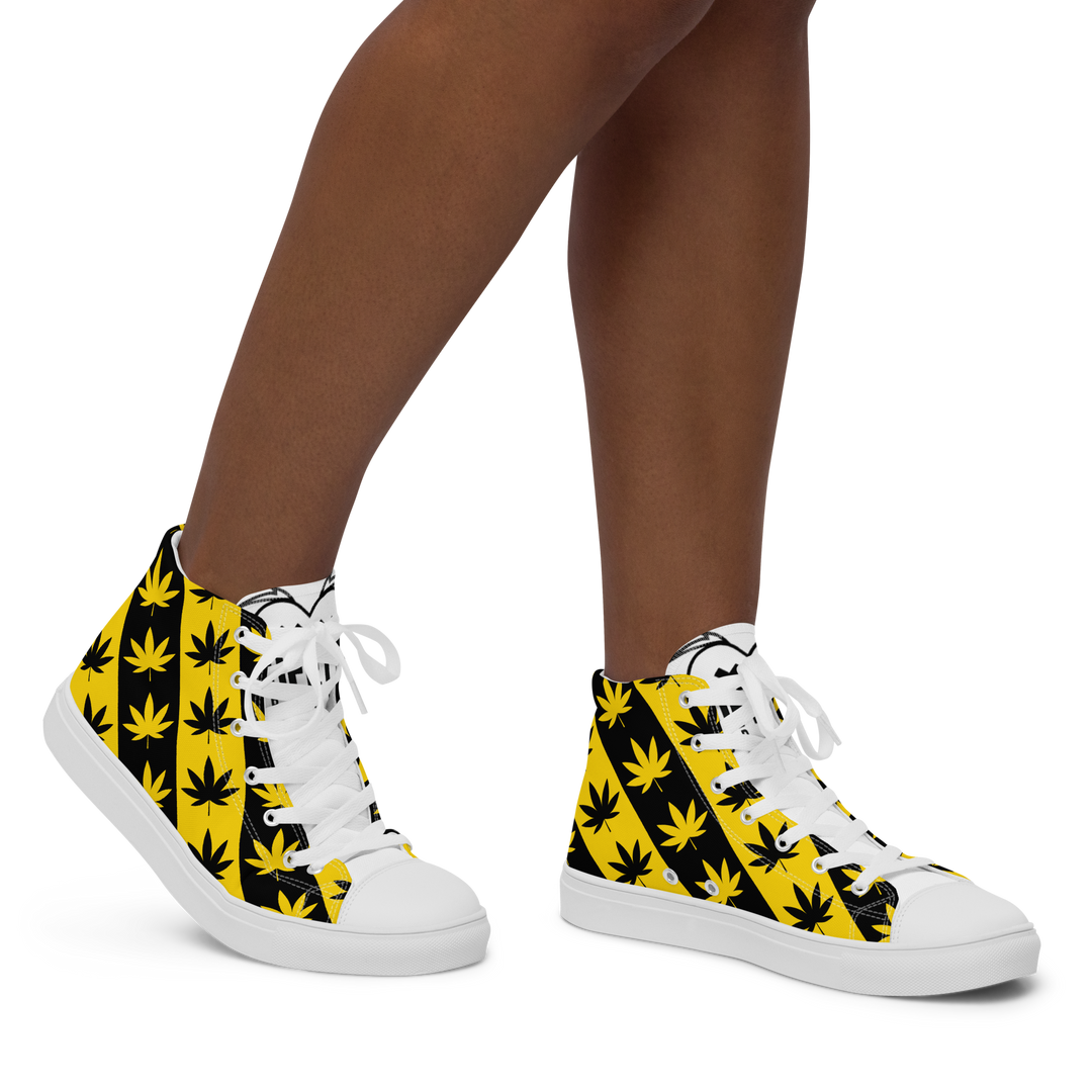 Sneakers alte in tela da donna CANNABIS GIALLE - Gufetto Brand