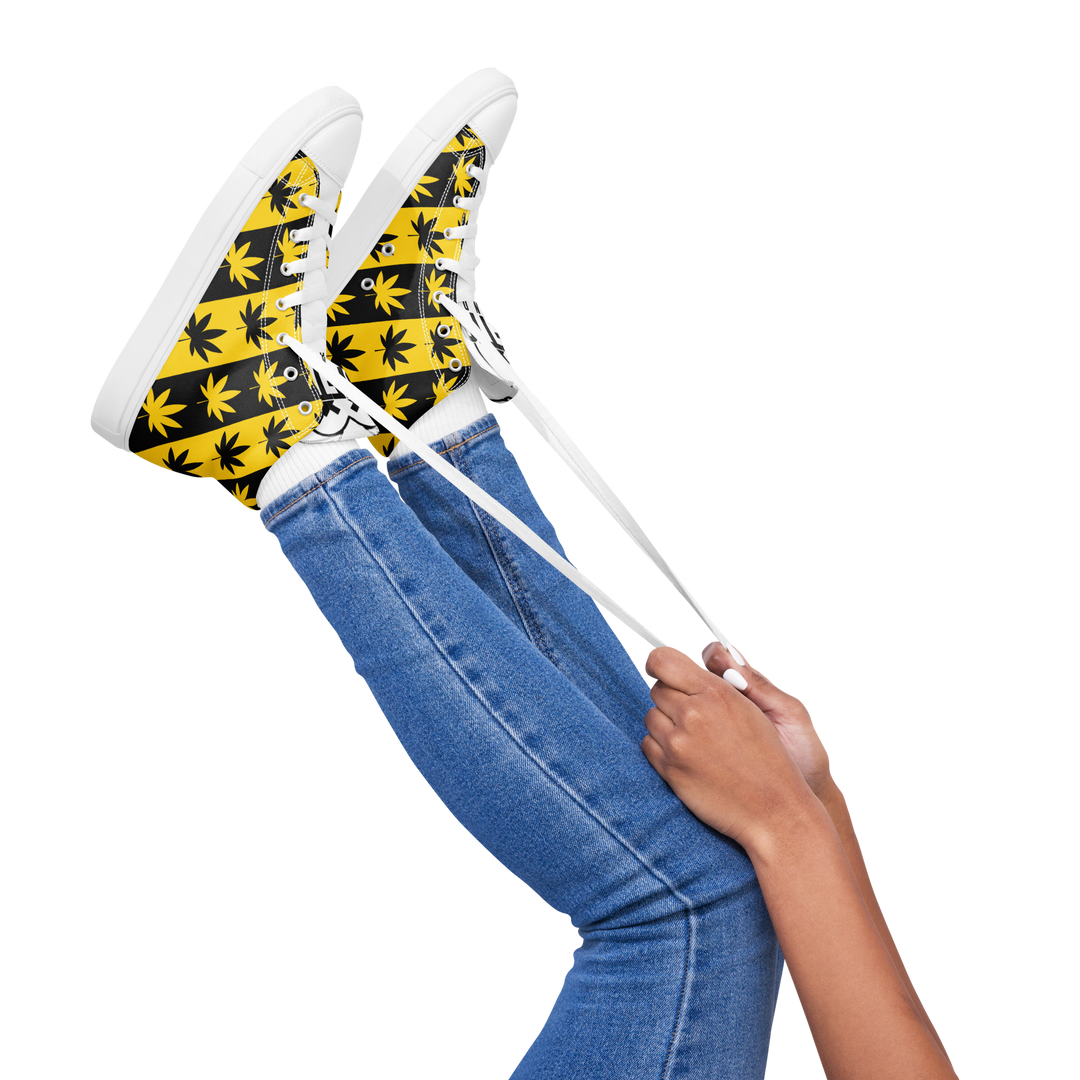 Sneakers alte in tela da donna CANNABIS GIALLE - Gufetto Brand