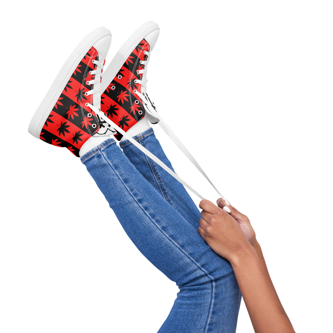 Sneakers alte in tela da donna CANNABIS ROSSE - Gufetto Brand
