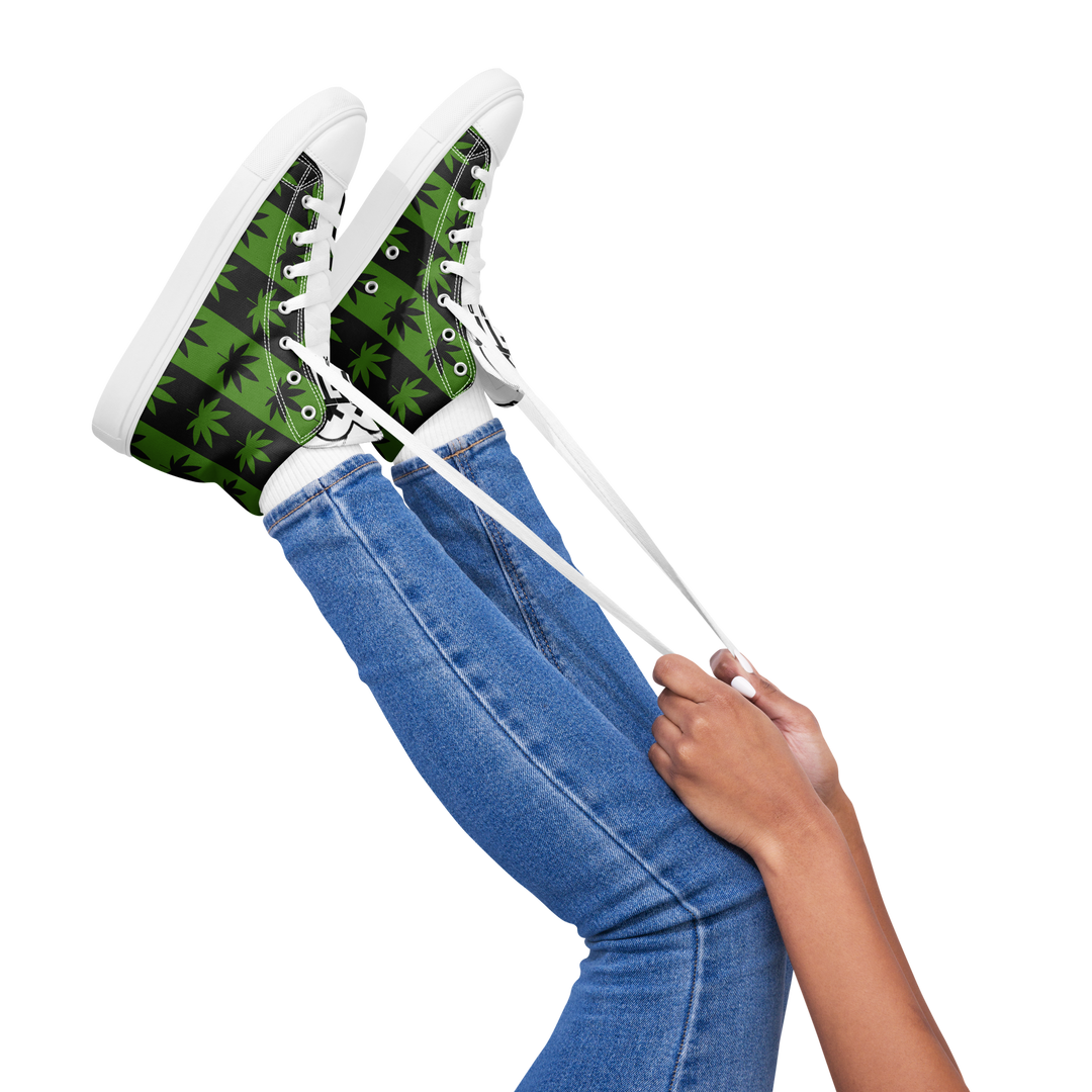 Sneakers alte in tela da donna CANNABIS VERDI - Gufetto Brand