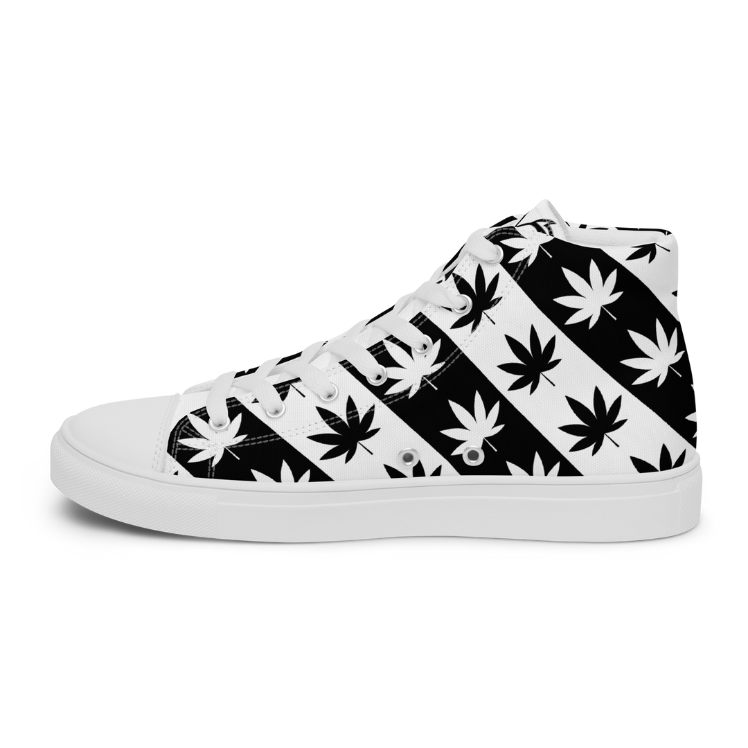 Sneakers alte in tela da donna CANNABIS B/W - Gufetto Brand