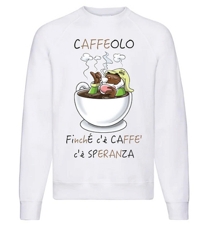 Felpa senza cappuccio Bianca Uomo Caffeolo Outlet