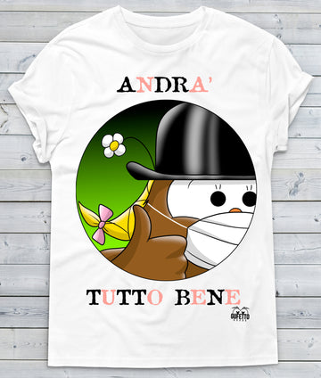 T-shirt Donna Andrà tutto bene 'Gufetta' ( C928 )