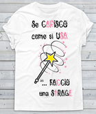 T-shirt Donna Magic Wand scritta rosa - Gufetto Brand