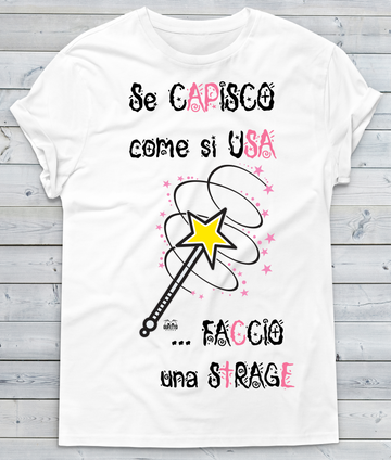 T-shirt Donna Magic Wand scritta rosa