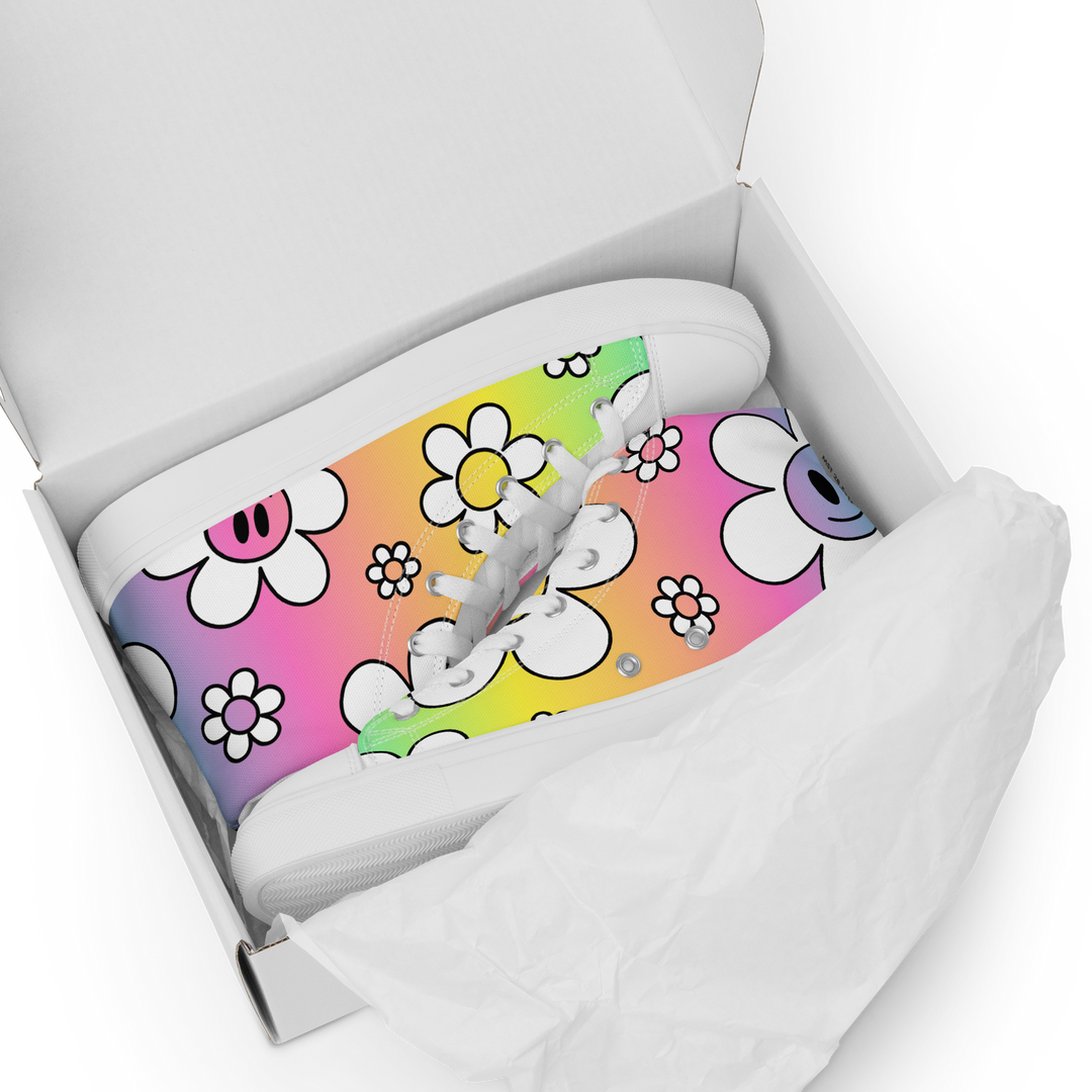 Sneakers alte in tela da uomo FLOWER SMILE - Gufetto Brand