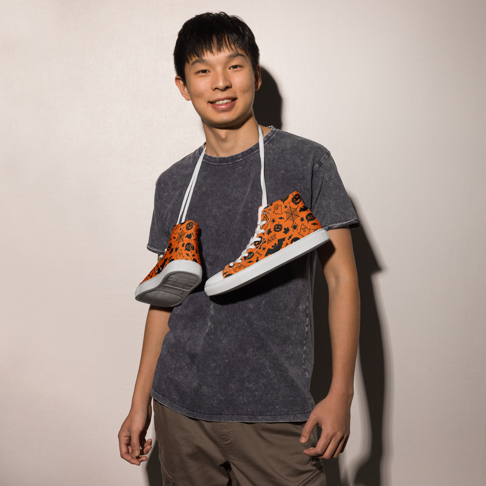 Sneakers alte in tela da uomo HALLOWEEN ORANGE EDITION - Gufetto Brand