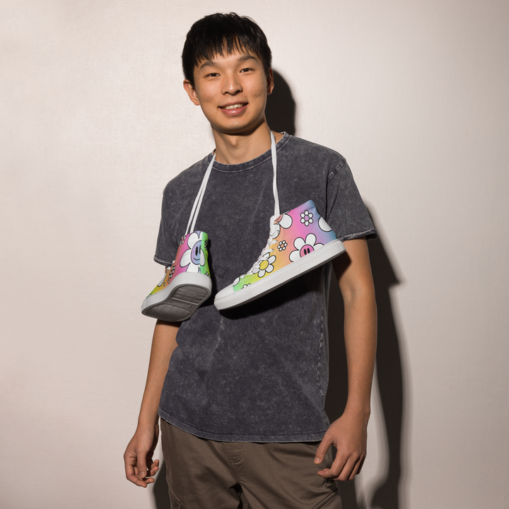 Sneakers alte in tela da uomo FLOWER SMILE - Gufetto Brand