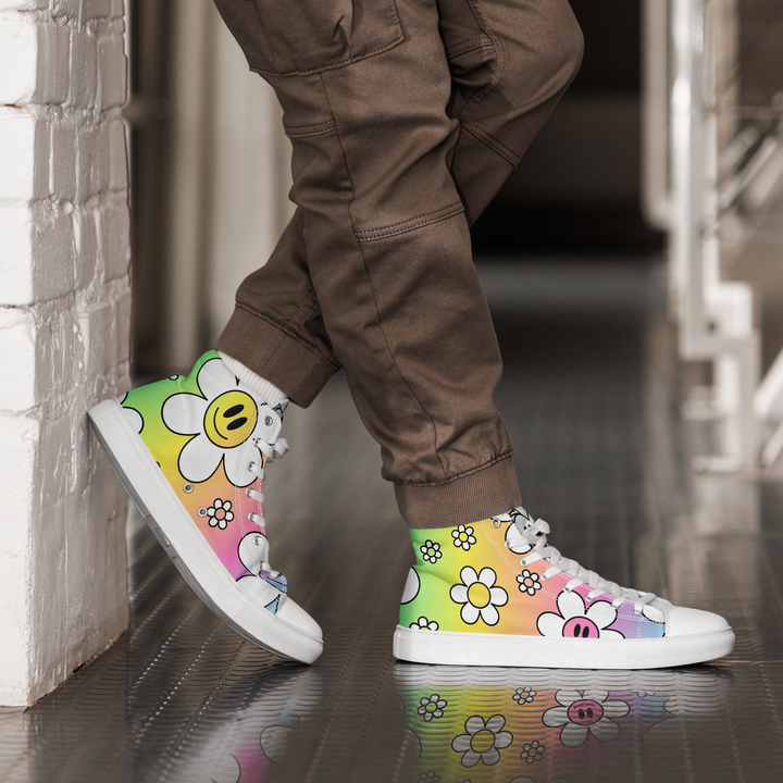 Sneakers alte in tela da uomo FLOWER SMILE - Gufetto Brand