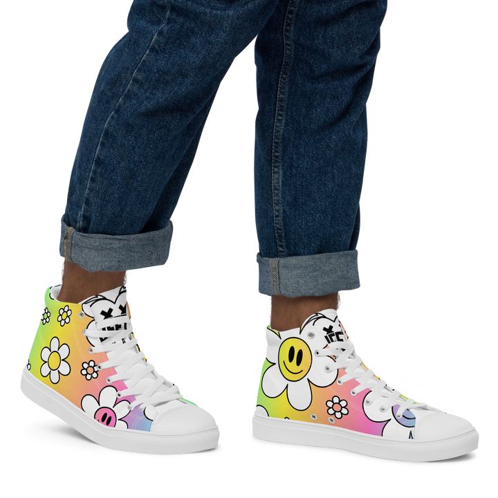Sneakers alte in tela da uomo FLOWER SMILE - Gufetto Brand