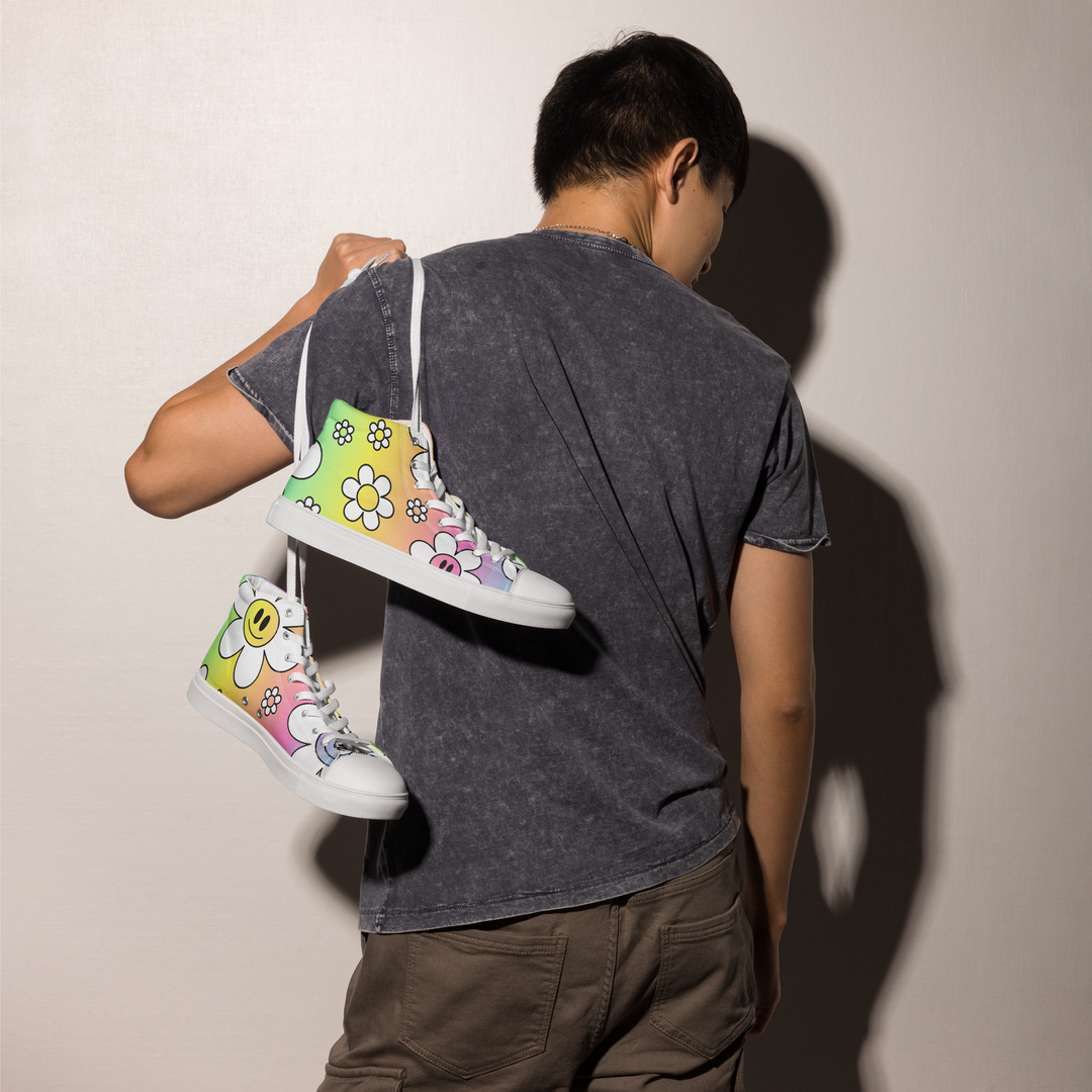 Sneakers alte in tela da uomo FLOWER SMILE - Gufetto Brand