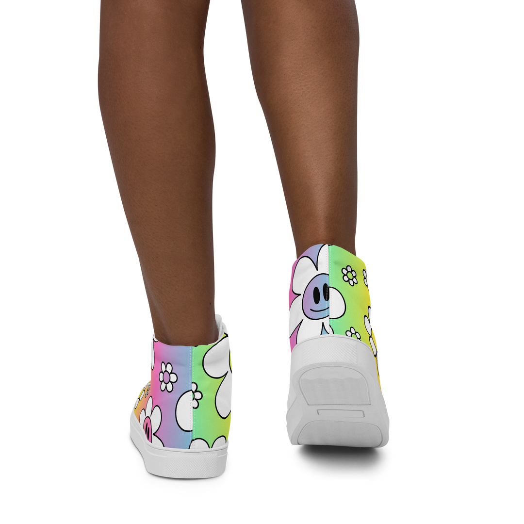 Sneakers alte in tela da donna FLOWER SMILE - Gufetto Brand