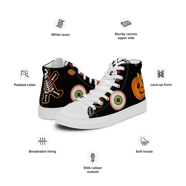 Sneakers alte in tela da donna HALLOWEEN BLACK EDITION - Gufetto Brand