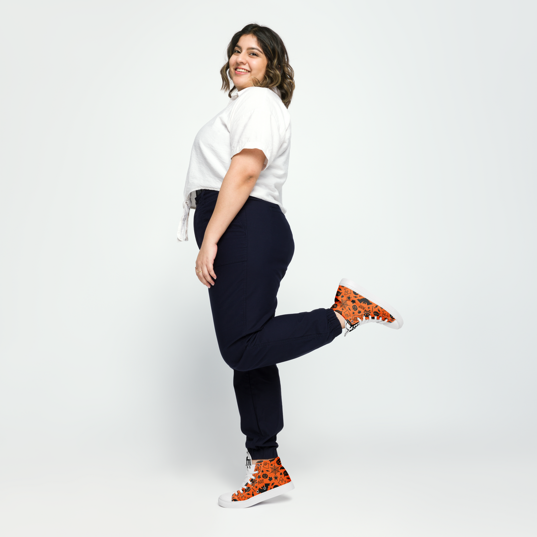 Sneakers alte in tela da donna HALLOWEEN ORANGE EDITION - Gufetto Brand