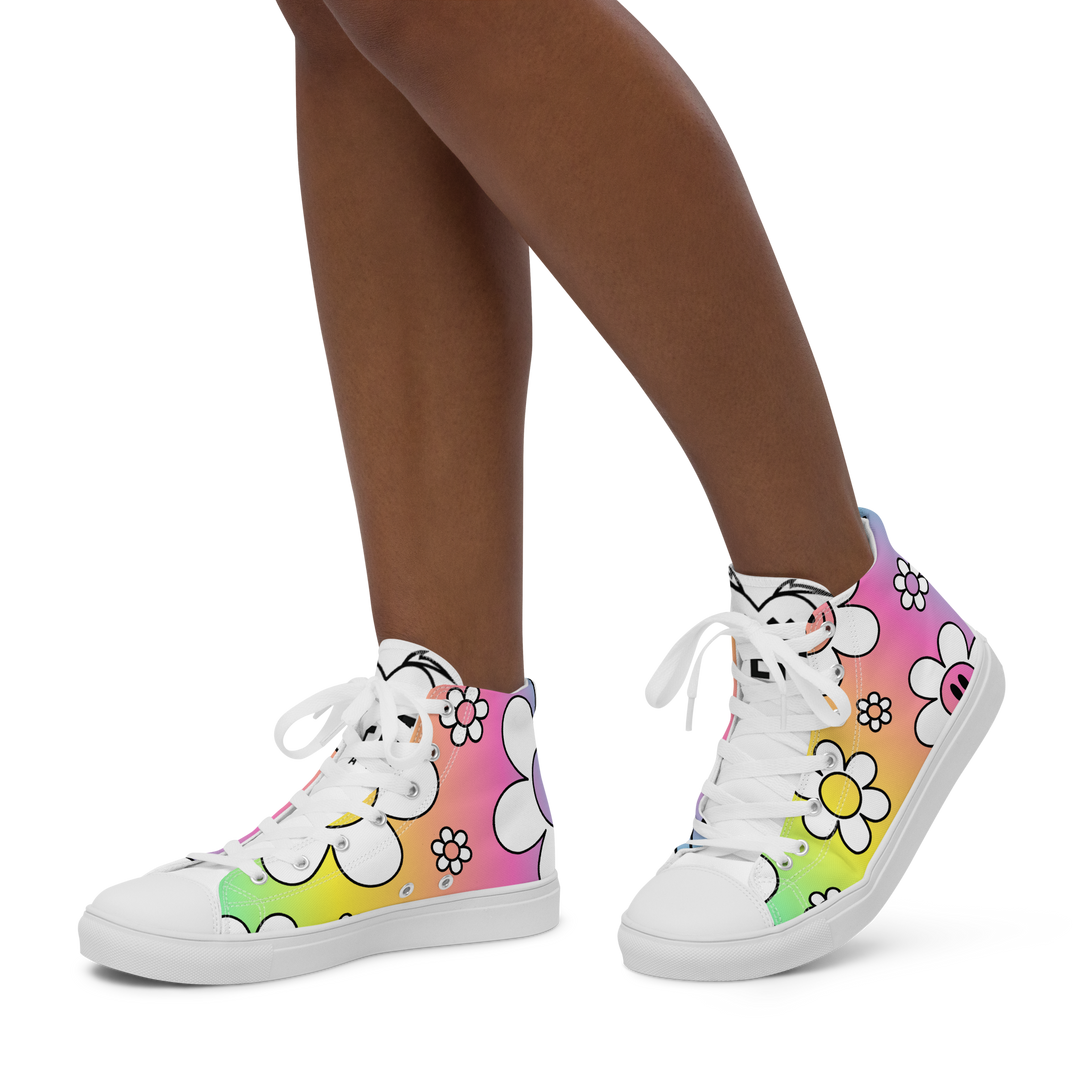 Sneakers alte in tela da donna FLOWER SMILE - Gufetto Brand
