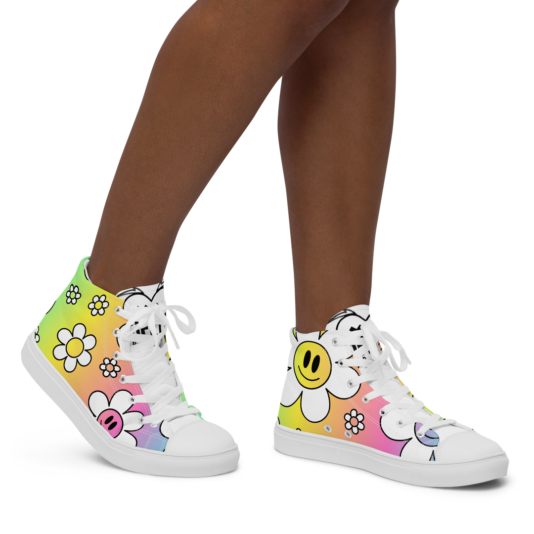 Sneakers alte in tela da donna FLOWER SMILE - Gufetto Brand