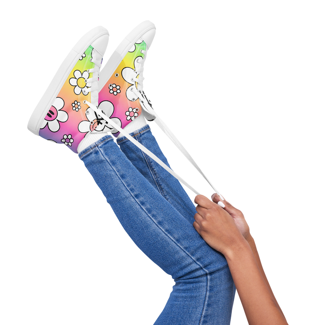 Sneakers alte in tela da donna FLOWER SMILE - Gufetto Brand