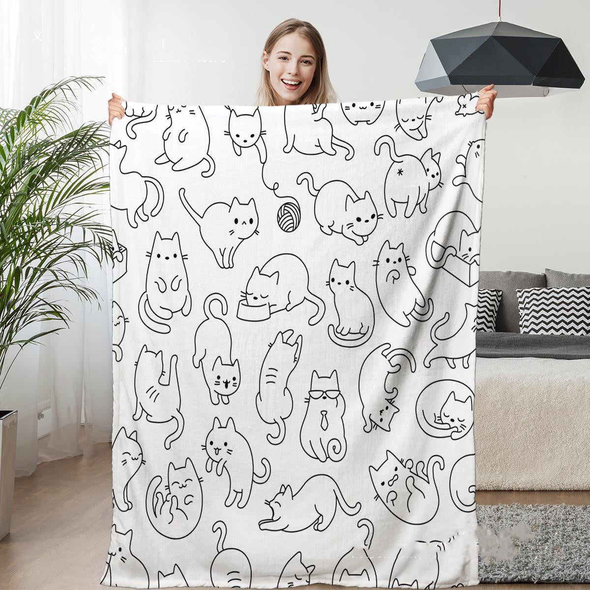 Coperta in flanella con stampa digitale simpatico gatto - Gufetto Brand 