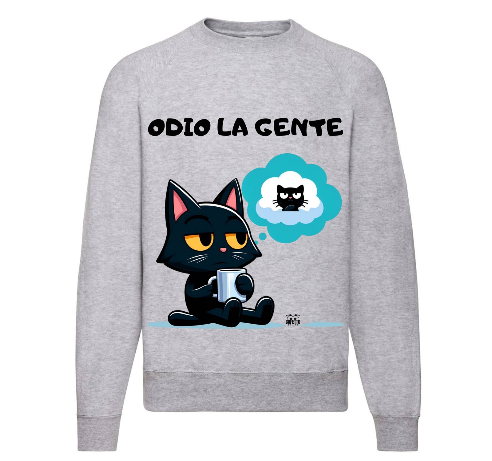 Felpa Classic Uomo Donna GATTO ODIO ( GO88356987 ) - Gufetto Brand 