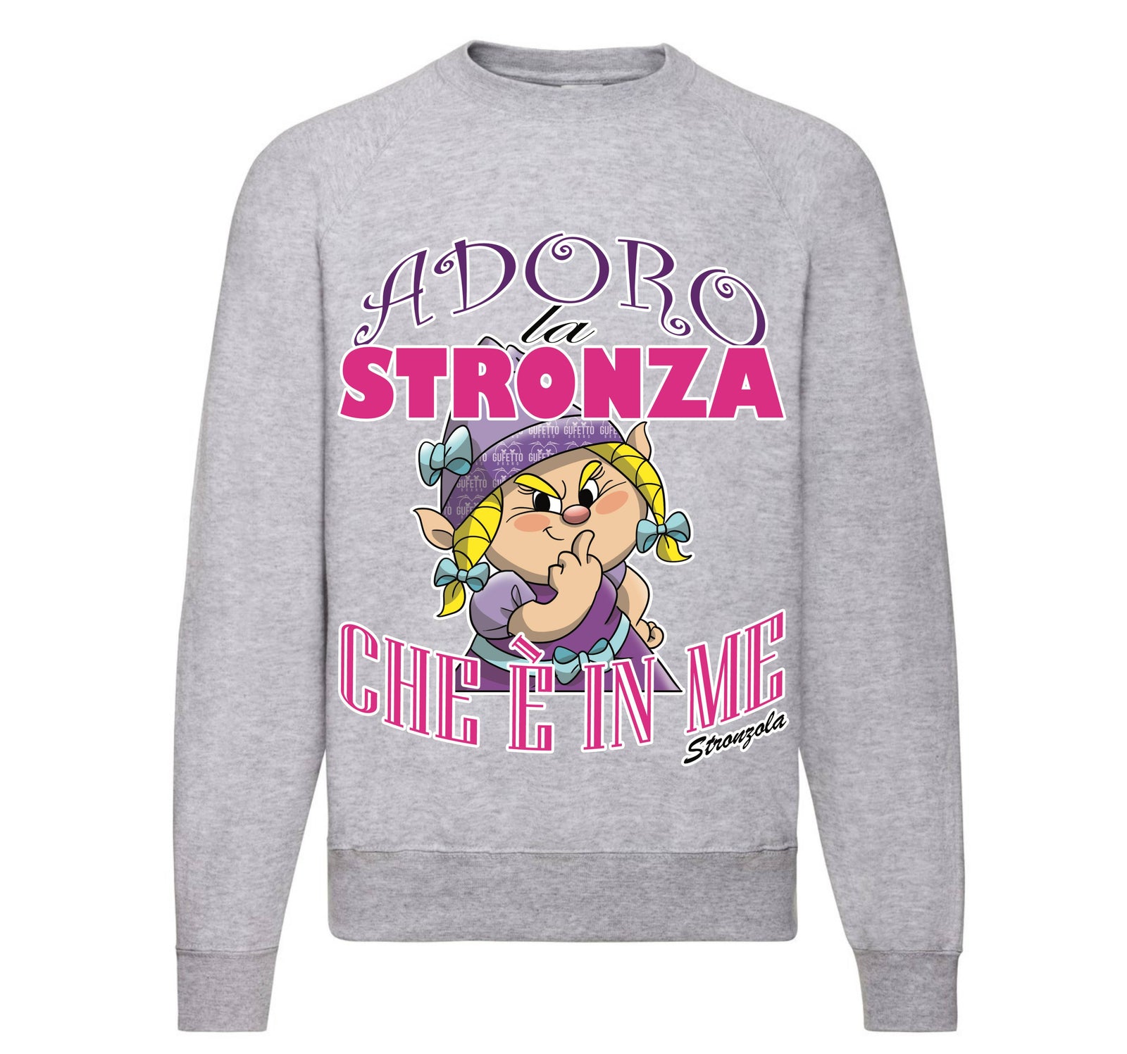 Felpa Classic Uomo Donna STRONZOLA ADORO ( AD87891236558 ) - Gufetto Brand 