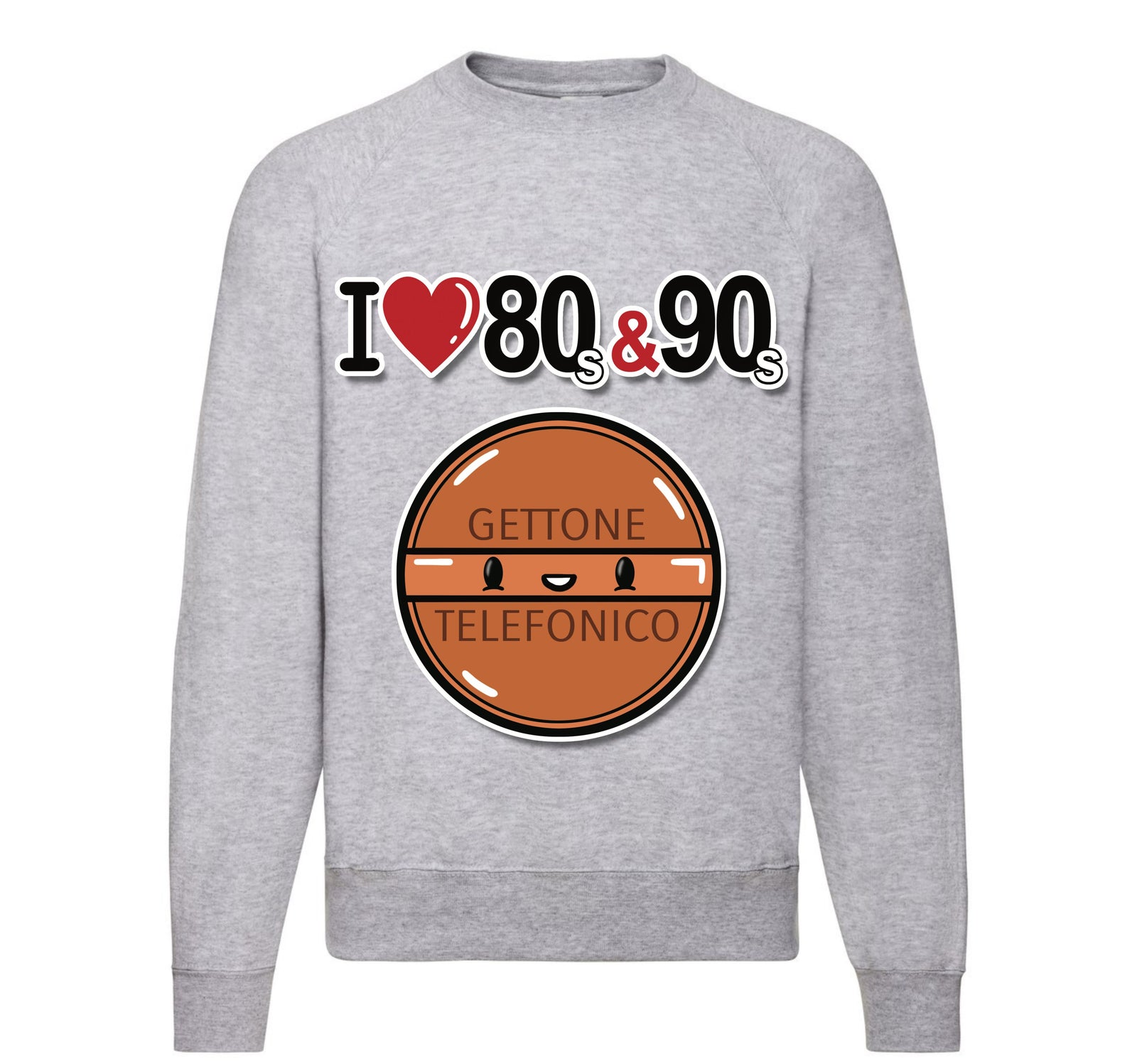 Felpa Classic Uomo Donna I LOVE 80/90 GETTONE ( G70009217 ) - Gufetto Brand 