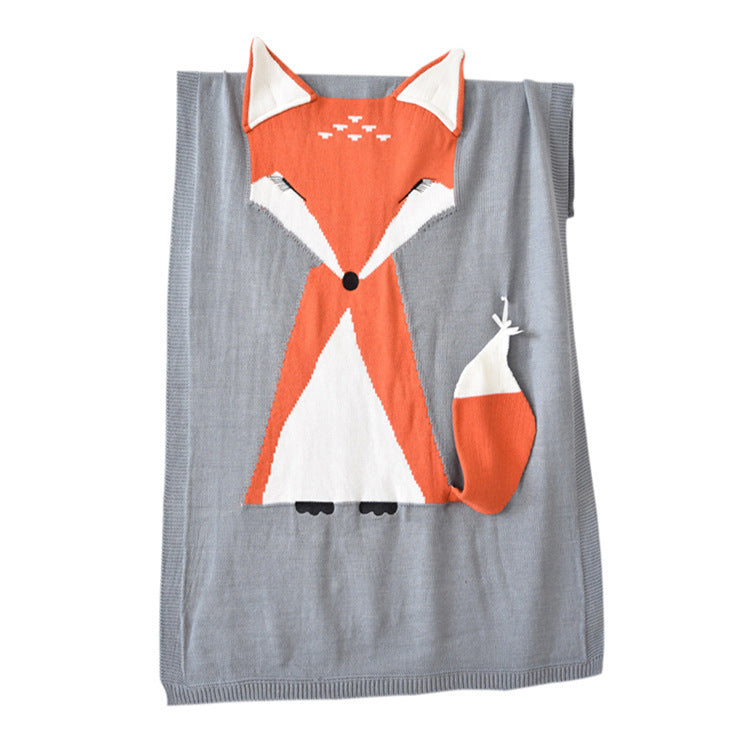 Coperta per bambini tridimensionale in maglia di volpe - Gufetto Brand 