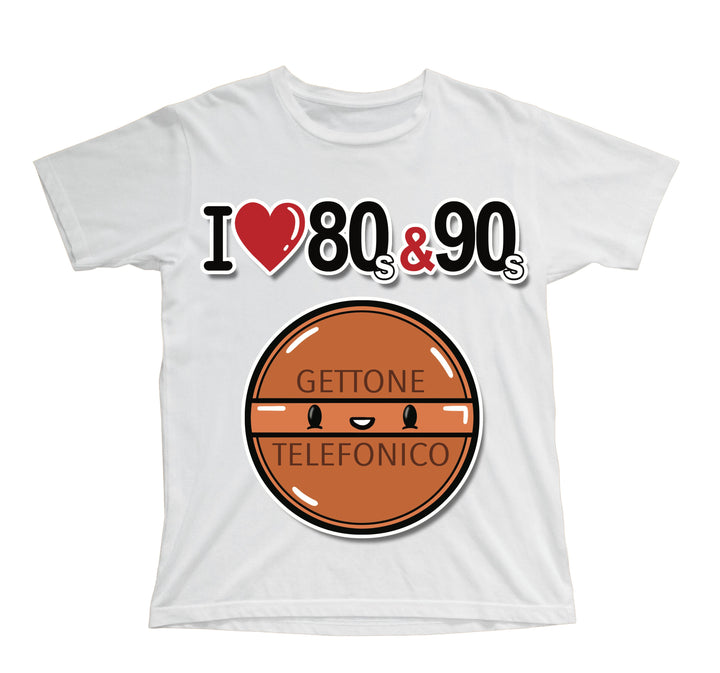T-shirt Bambino/a I LOVE 80/90 GETTONE ( G70009217 ) - Gufetto Brand 