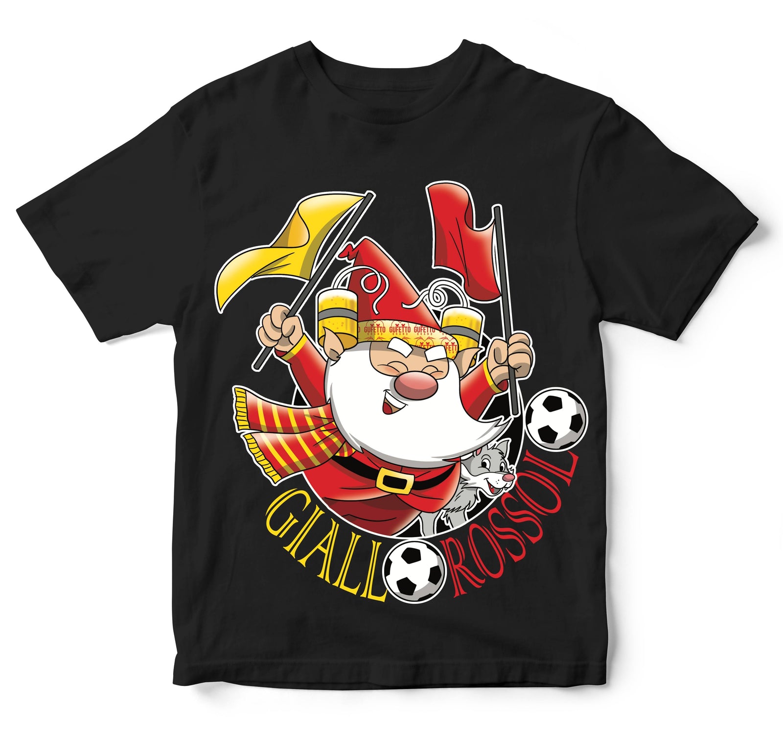 T-shirt Uomo Nera GialloRossolo Outlet - Gufetto Brand 