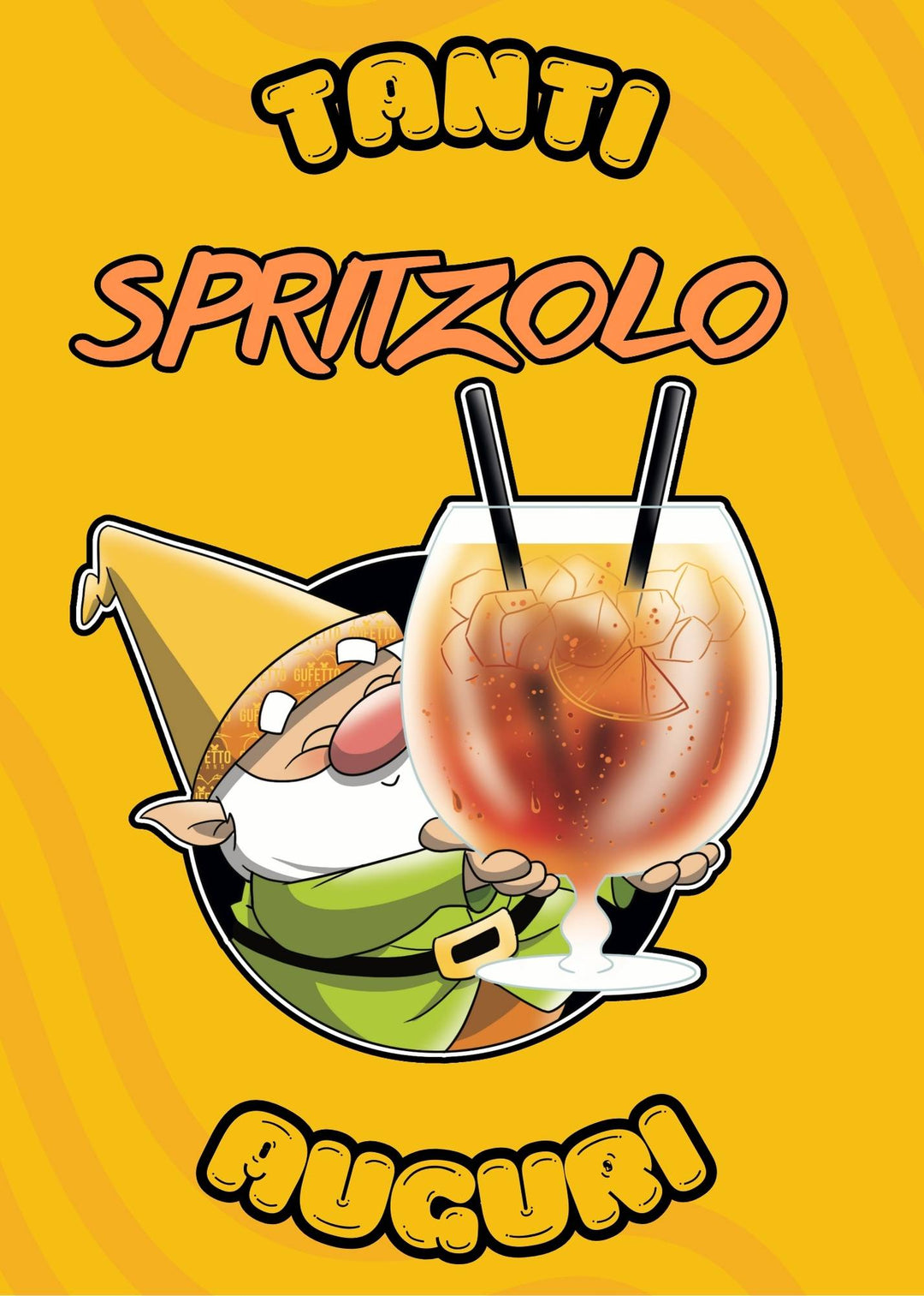 Biglietto Auguri SPRITZOLO NEW ( Versione Digitale ) ( 12.7 x 17.78 cm ) - Gufetto Brand 