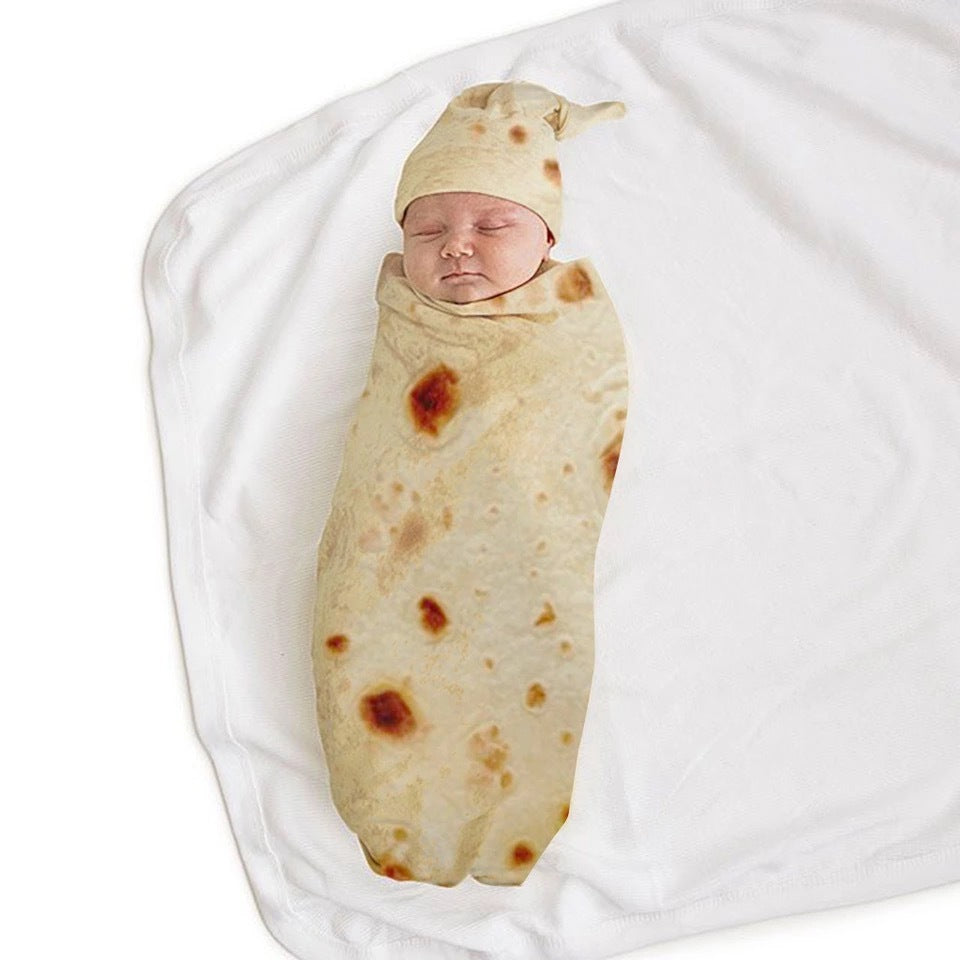 Coperta per bambini con cappello da pancake, coperta da burrito - Gufetto Brand 