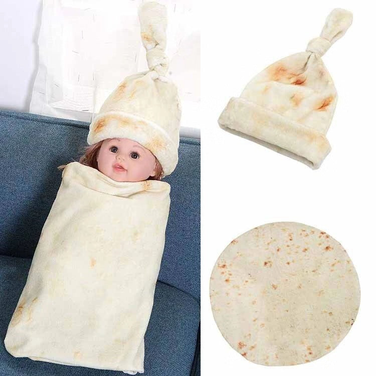 Coperta per bambini con cappello da pancake, coperta da burrito - Gufetto Brand 