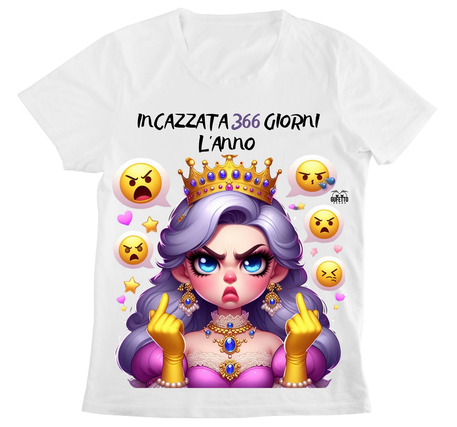 T-shirt Donna PRINCIPESSA INCAZZATA ( IN228866956  ) - Gufetto Brand 