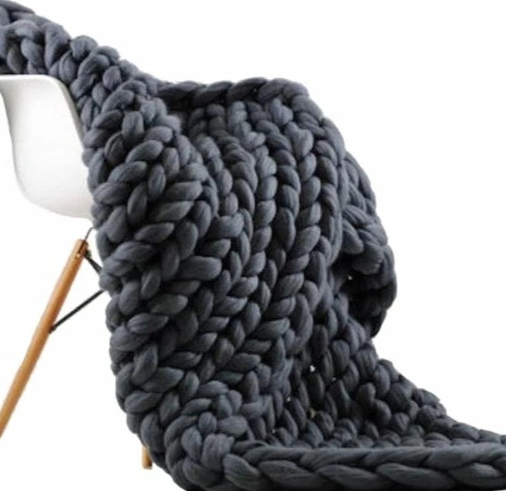 Coperta di lana tessuta a mano Morbida coperta in ciniglia - Gufetto Brand 