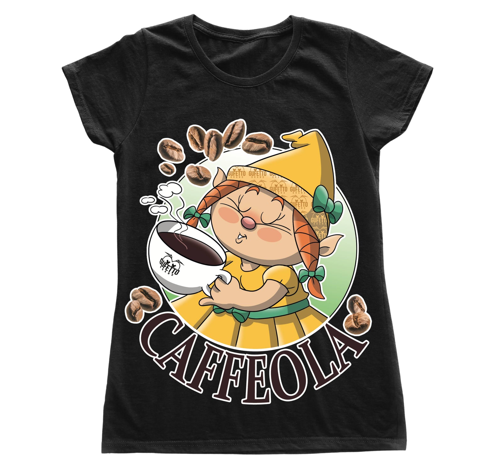 T-shirt nera Donna CAFFEOLA Outlet - Gufetto Brand 