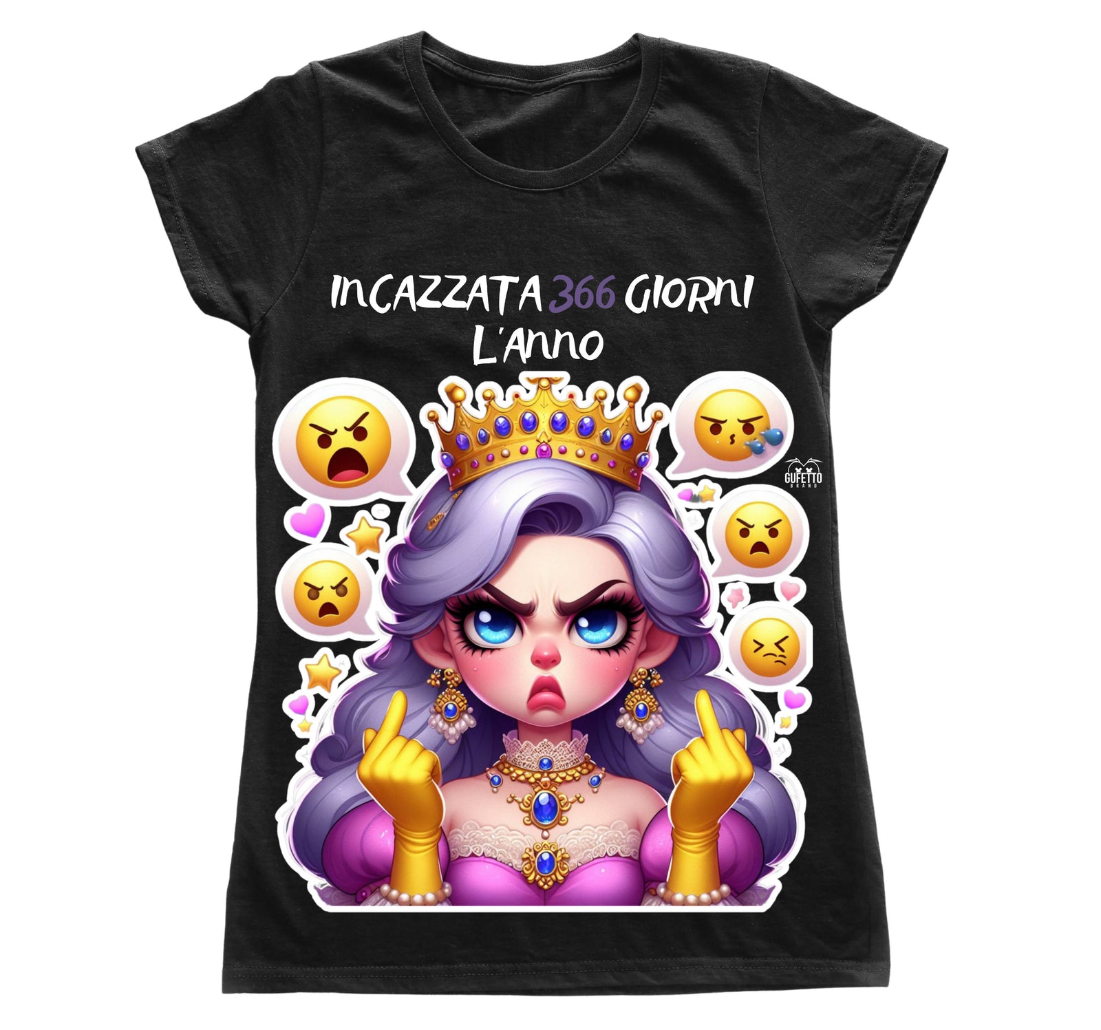 T-shirt Donna PRINCIPESSA INCAZZATA ( IN228866956  ) - Gufetto Brand 