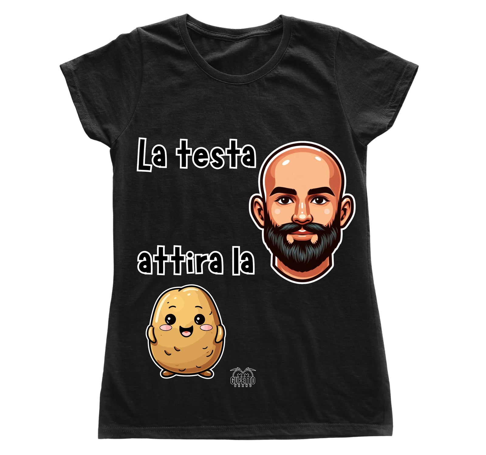 T-shirt Nera Donna Patata Outlet - Gufetto Brand 