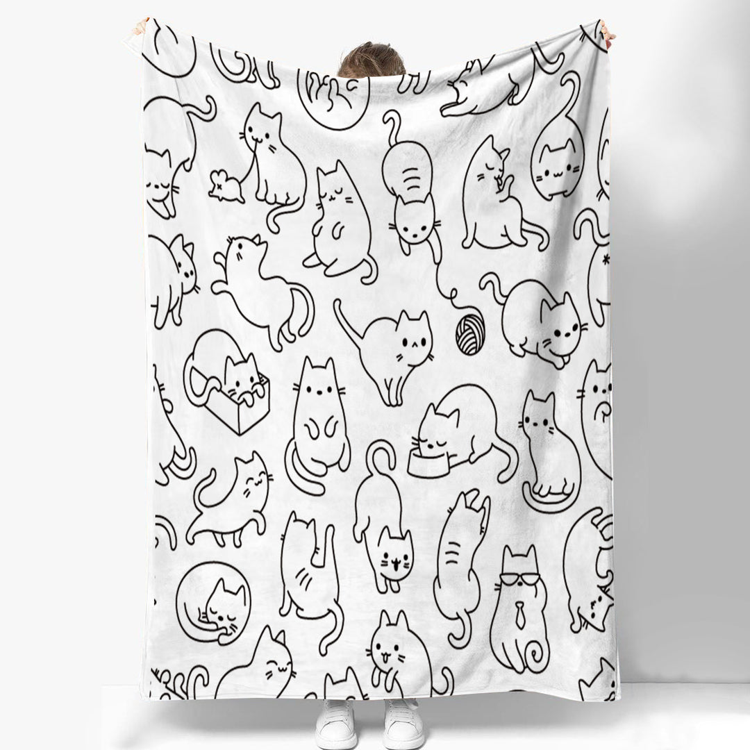 Coperta in flanella con stampa digitale simpatico gatto - Gufetto Brand 
