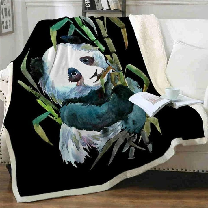 Coperta con stampa digitale in flanella serie Panda - Gufetto Brand 