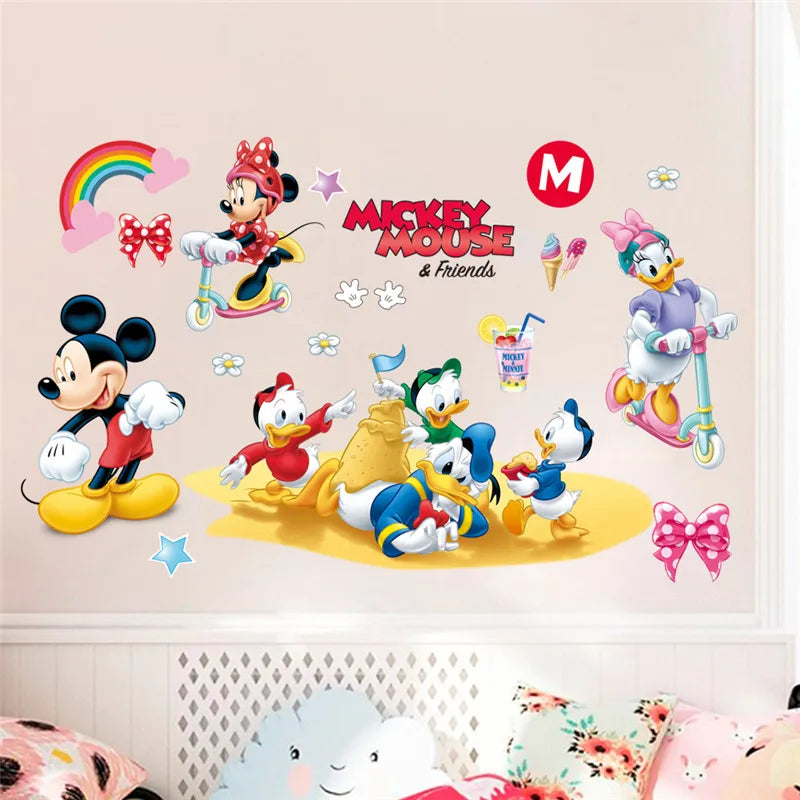 Cartoon Mickey Minnie Wall Stickers For Children Bedroom Kids Rooms Living Room Wall Decal Art Poster Mural Christmas Gift Decor - Gufetto Brand 