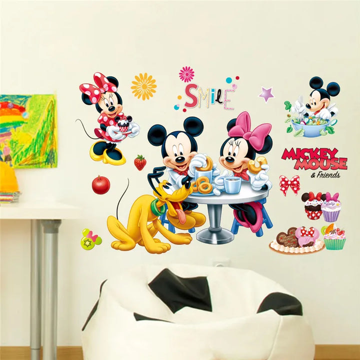Cartoon Mickey Minnie Wall Stickers For Children Bedroom Kids Rooms Living Room Wall Decal Art Poster Mural Christmas Gift Decor - Gufetto Brand 