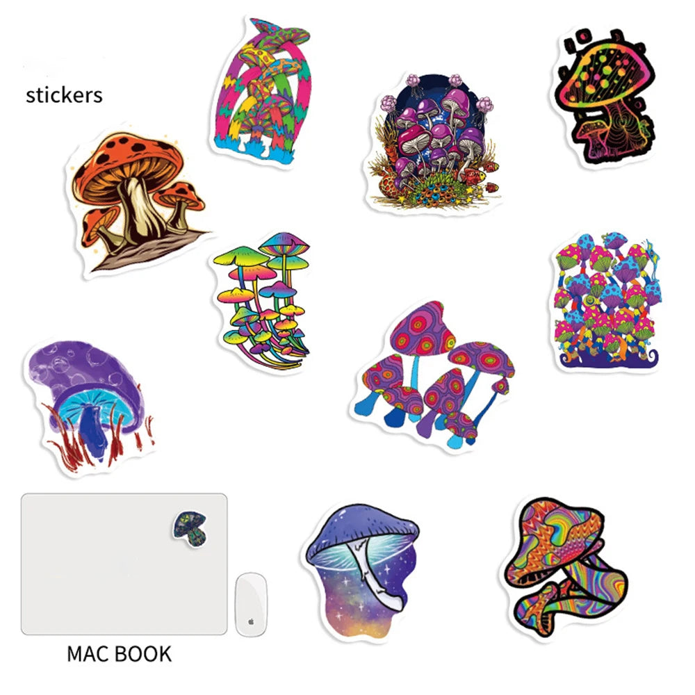 10/30/50PCS/ Psychedelic Mushroom Sticker Cartoon Sticker Skateboard Cup DIY Suitcase Notebook Guitar Graffiti Sticker Wholesale - Gufetto Brand 