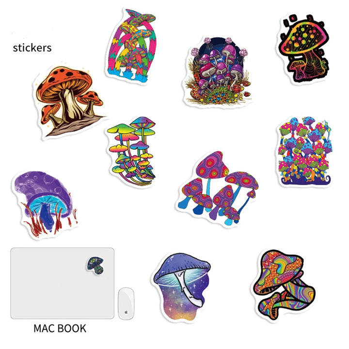 10/30/50PCS/ Psychedelic Mushroom Sticker Cartoon Sticker Skateboard Cup DIY Suitcase Notebook Guitar Graffiti Sticker Wholesale - Gufetto Brand 