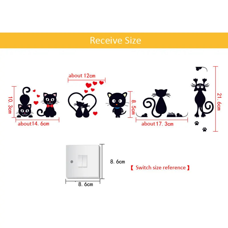 DIY Creative Black Cat Love Cartoon Removable Switch Stickers PVC Wall Sticker Vinyl Decals Home Decor Wallpaper Socket Paste - Gufetto Brand 
