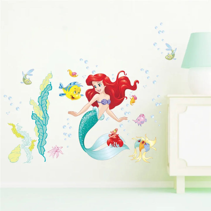 Cartoon princess Mermaid Ariel Princess  Fish Bubble Wall Stickers For Kids Room Home Decoration Diy Mural Art Girls Wall Decals - Gufetto Brand 